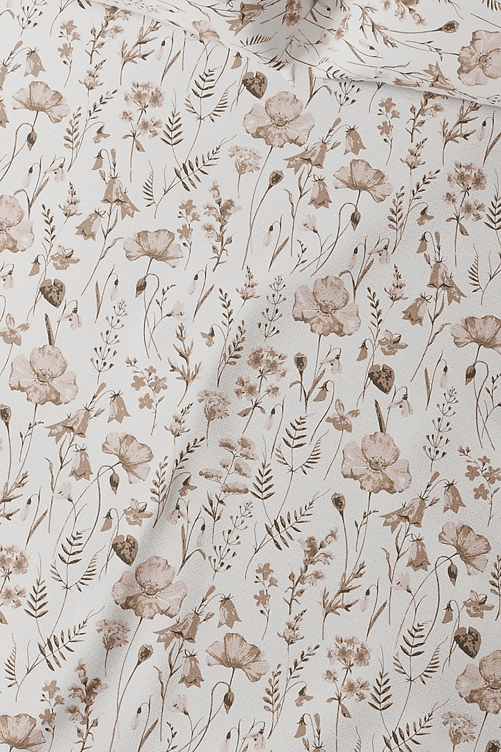 Brown & White Cotton Floral Printed Bedsheet Set Of 3 by HOUMN at Pernia's Pop Up Shop