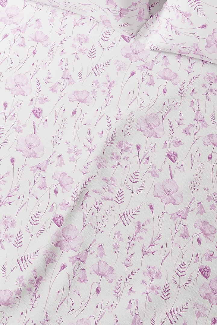 Pink & White Cotton Floral Printed Bedsheet Set Of 3 by HOUMN at Pernia's Pop Up Shop