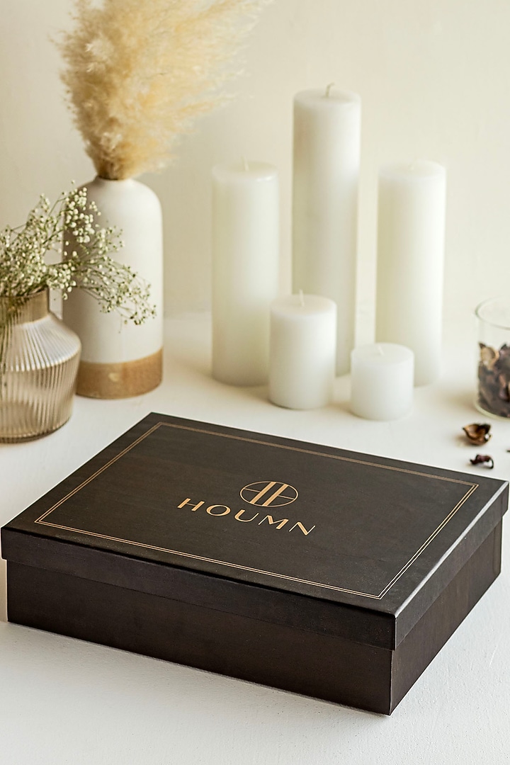 Milky White Acacia Wood Gift Hamper (Set Of 5) by HOUMN at Pernia's Pop Up Shop
