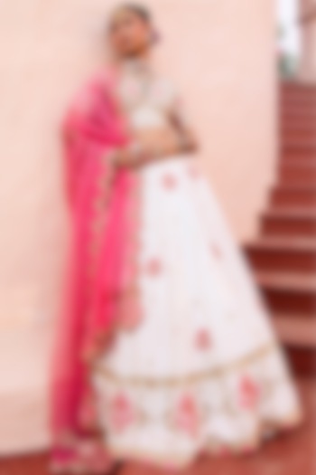 Ivory Zardosi Embroidered Wedding Lehenga Set by House of Dasmaya at Pernia's Pop Up Shop