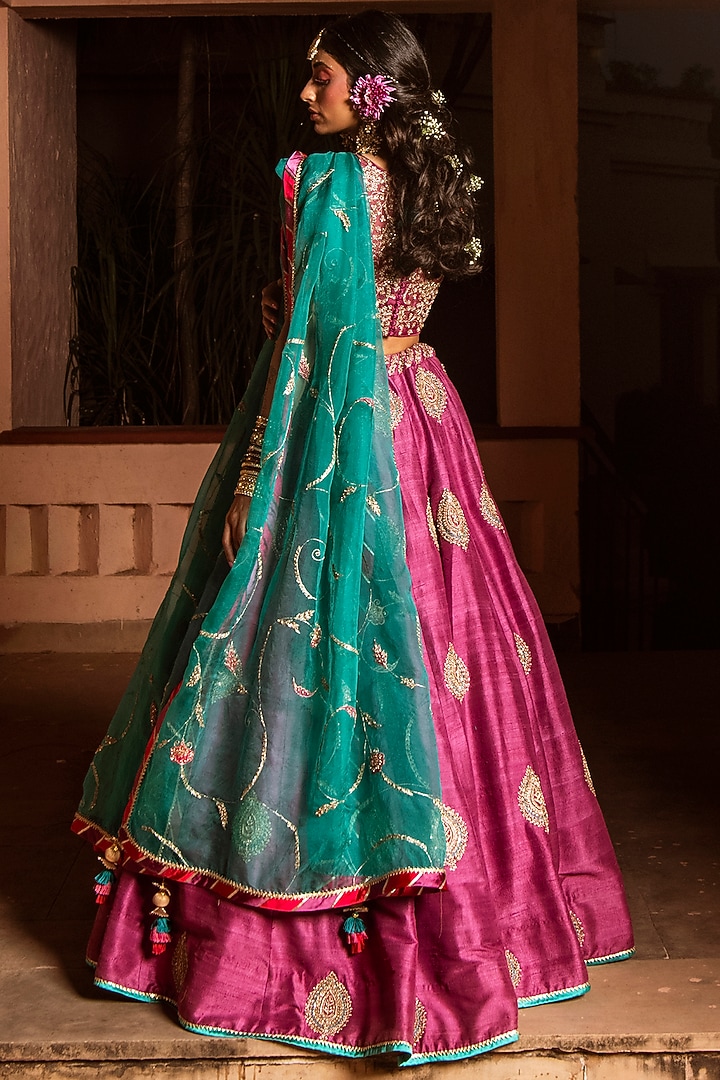 Purple Zardosi Lehenga Set main image 1