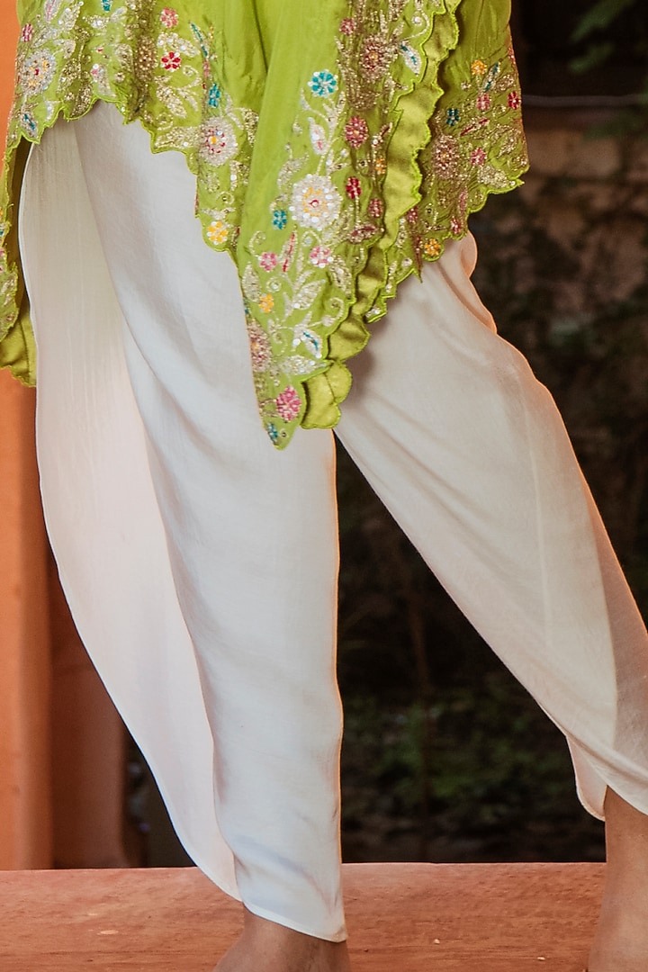 Green Silk Kaftan Set by House of Dasmaya at Pernia's Pop Up Shop