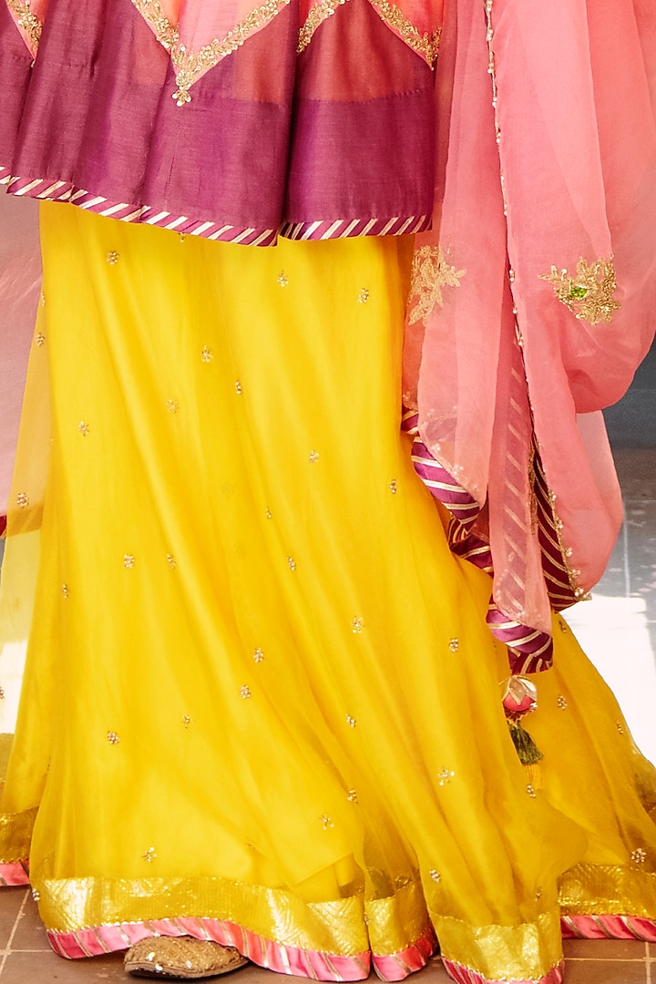Yellow Zardosi Embroidered Bridal Sharara Set by House of Dasmaya at Pernia's Pop Up Shop
