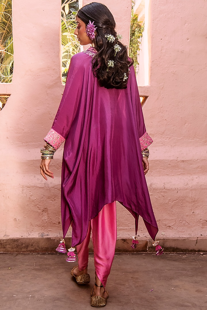 Purple Embroidered Kaftan Set by House of Dasmaya at Pernia's Pop Up Shop