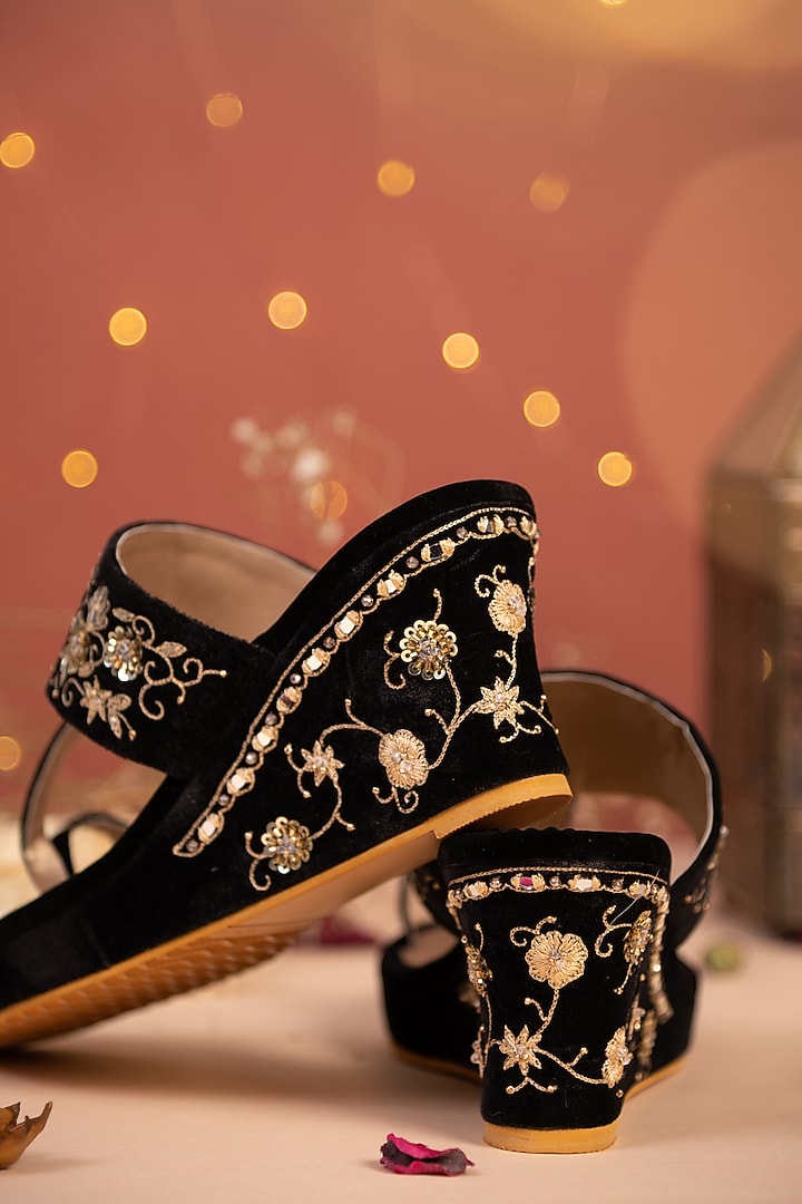 Black Velvet Wedges by House of Vian at Pernia's Pop Up Shop