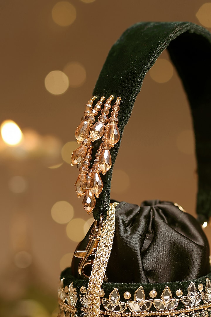 Bucket Bag Velvet Designer Handbags Emerald Green Velvet Mirror