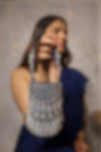 Blue Satin Crystal Embroidered Bucket Potli Bag by House of Vian at Pernia's Pop Up Shop