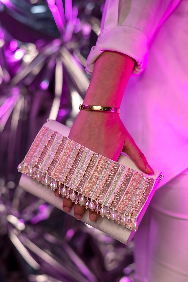 Gold Faux Croco Leather Embellished Clutch by House of Vian at Pernia's Pop Up Shop