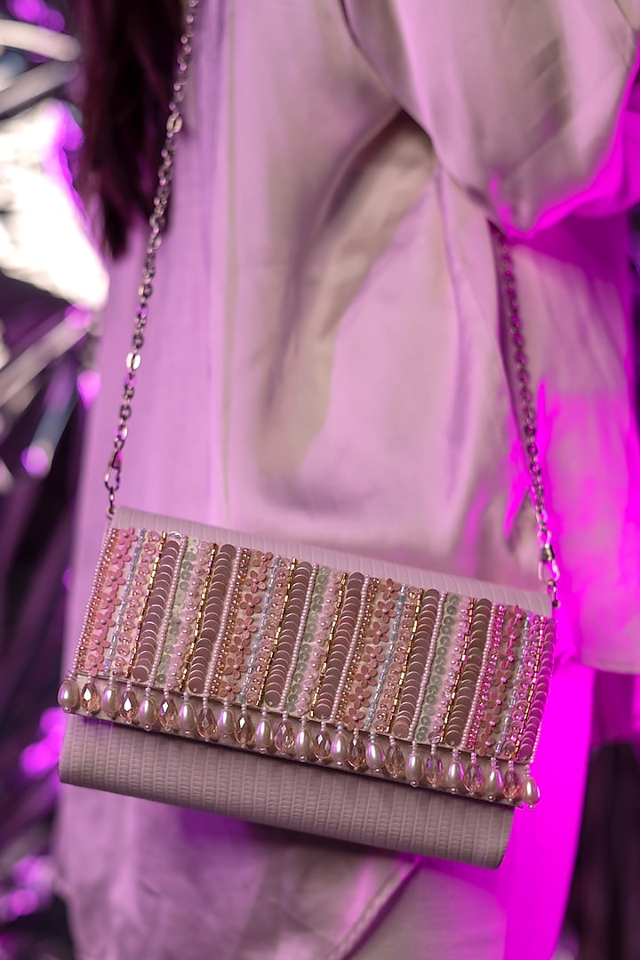 Gold Faux Croco Leather Embellished Clutch by House of Vian at Pernia's Pop Up Shop