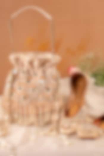 Gold Satin Embroidered Jutti & Potli Set by House of Vian at Pernia's Pop Up Shop