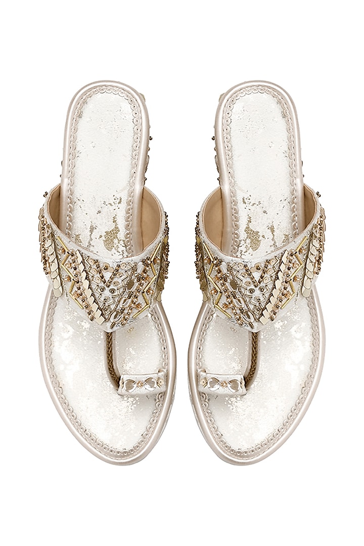 Golden Bead Embellished Wedges by House of Vian