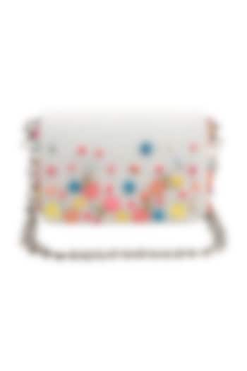 White Suede Embellished Clutch by House of Vian