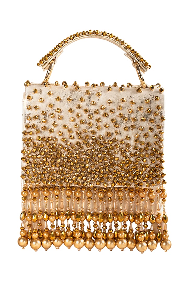 Gold Hand Embroidered Clutch by House of Vian