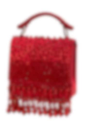 Red Hand Embroidered Clutch by House of Vian