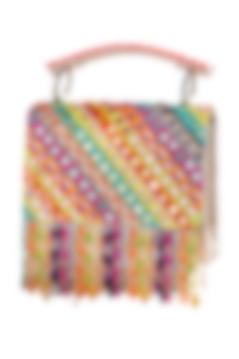 Multi-Colored Hand Embroidered Clutch by House of Vian