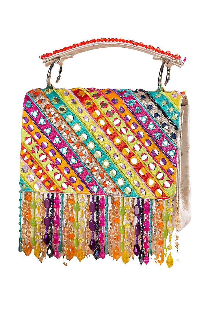 Multi-Colored Hand Embroidered Clutch by House of Vian