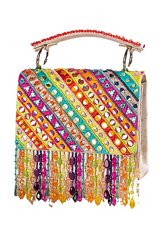 Multi-Colored Hand Embroidered Clutch by House of Vian