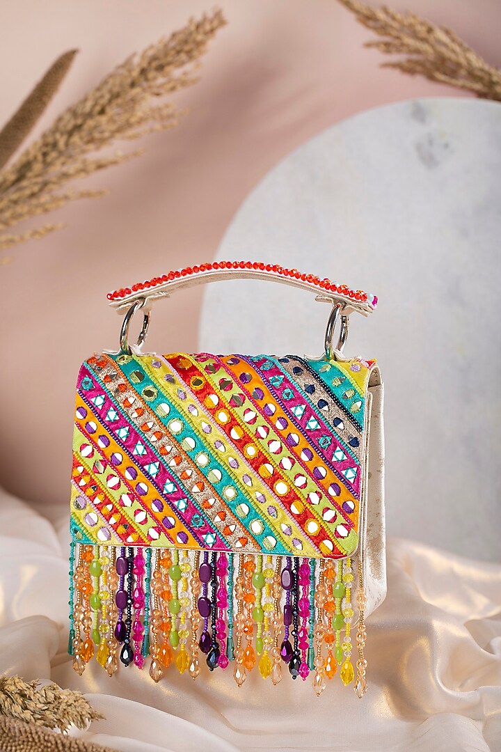 Multi-Colored Hand Embroidered Clutch by House of Vian at Pernia's Pop Up Shop