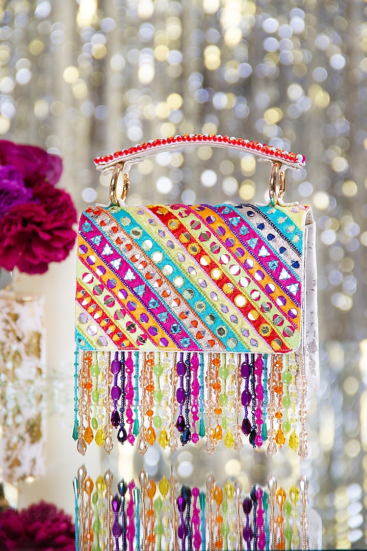 Multi-Colored Hand Embroidered Clutch by House of Vian at Pernia's Pop Up Shop