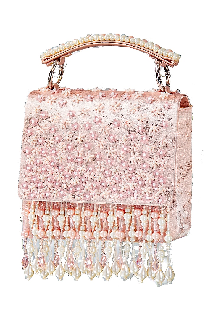 Blush Pink Hand Embroidered Clutch by House of Vian