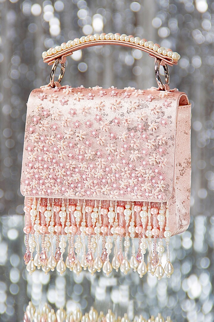 Blush Pink Hand Embroidered Clutch by House of Vian at Pernia's Pop Up Shop