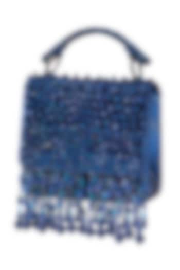 Dark Blue Hand Embroidered Clutch by House of Vian