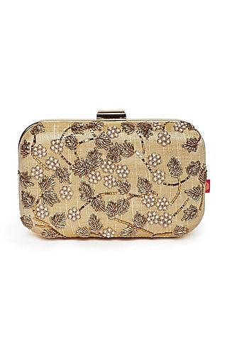 Gold Zardosi Embroidered Clutch by House of Vian