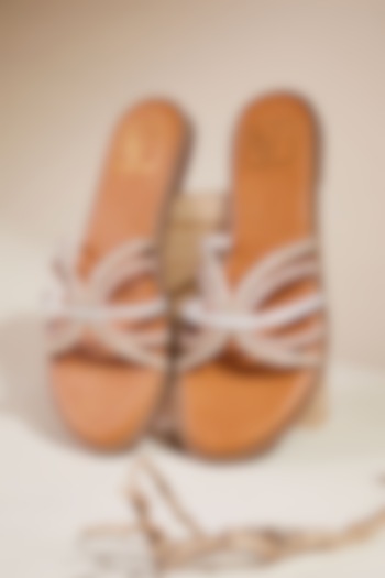 Gold Faux Leather Swarovski Strappy Flats by House of Vian at Pernia's Pop Up Shop