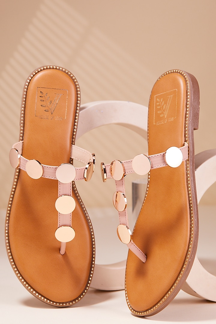 Pink Faux Leather Flats by House of Vian at Pernia's Pop Up Shop