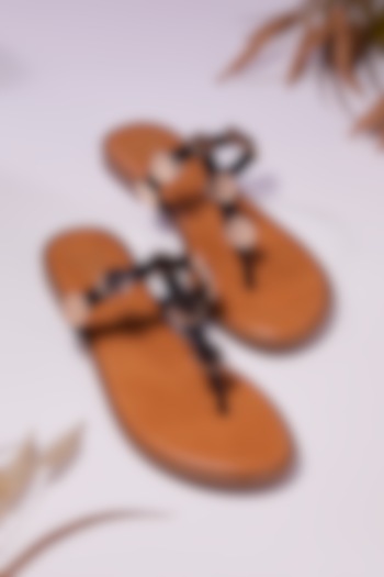 Black Faux Leather Flats by House of Vian at Pernia's Pop Up Shop