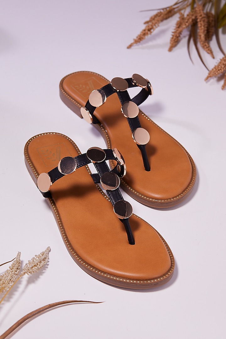 Black Faux Leather Flats by House of Vian at Pernia's Pop Up Shop