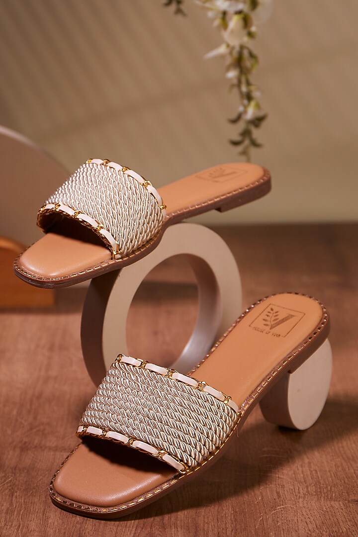 Gold Synthetic Cord Flats by House of Vian at Pernia's Pop Up Shop