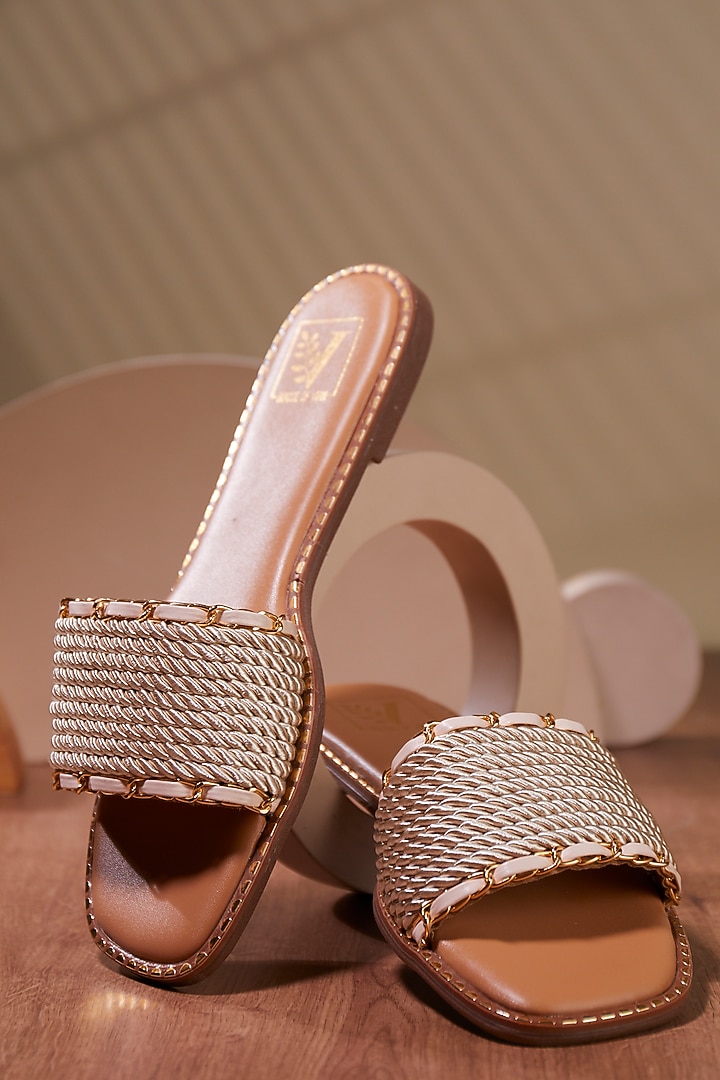 Gold Synthetic Cord Flats by House of Vian at Pernia's Pop Up Shop