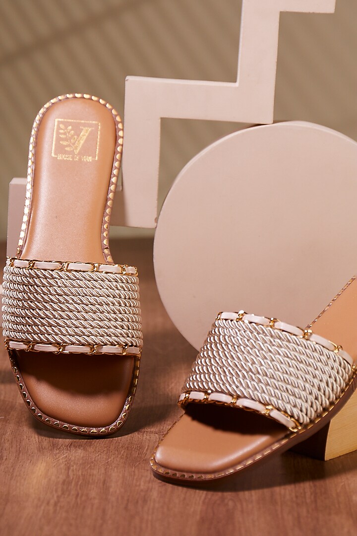 Gold Synthetic Cord Flats by House of Vian at Pernia's Pop Up Shop