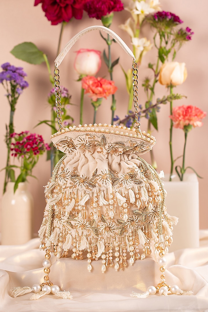 Premium Off-White Embellished Potli by House of Vian at Pernia's Pop Up Shop