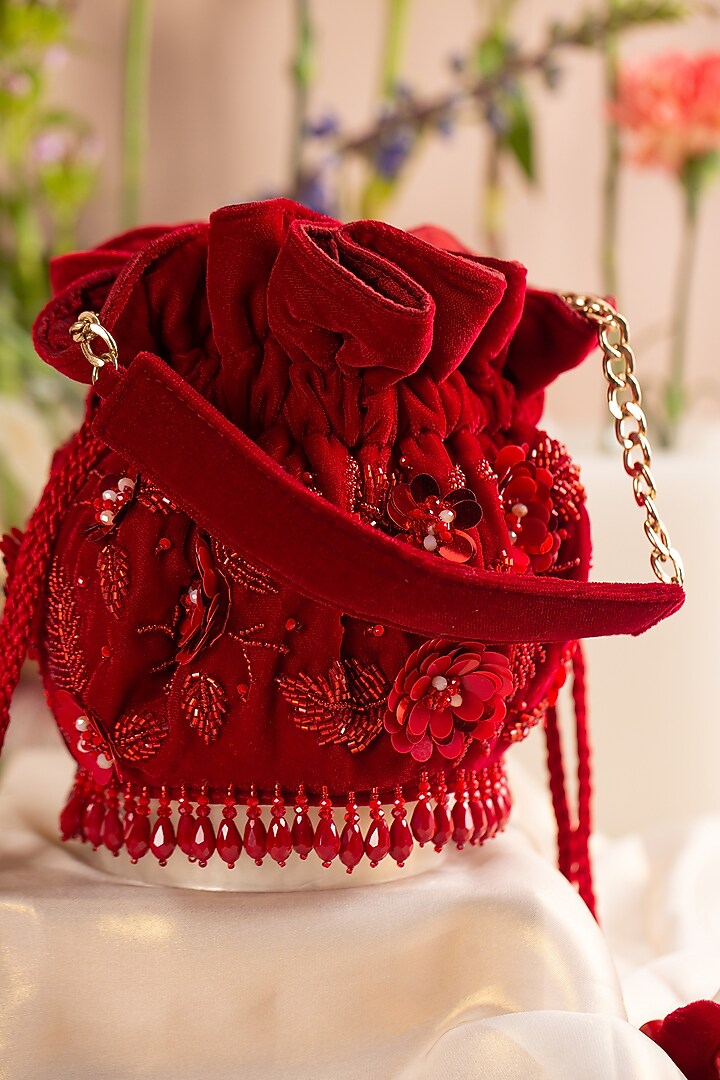 Premium Red Embellished Potli by House of Vian at Pernia's Pop Up Shop
