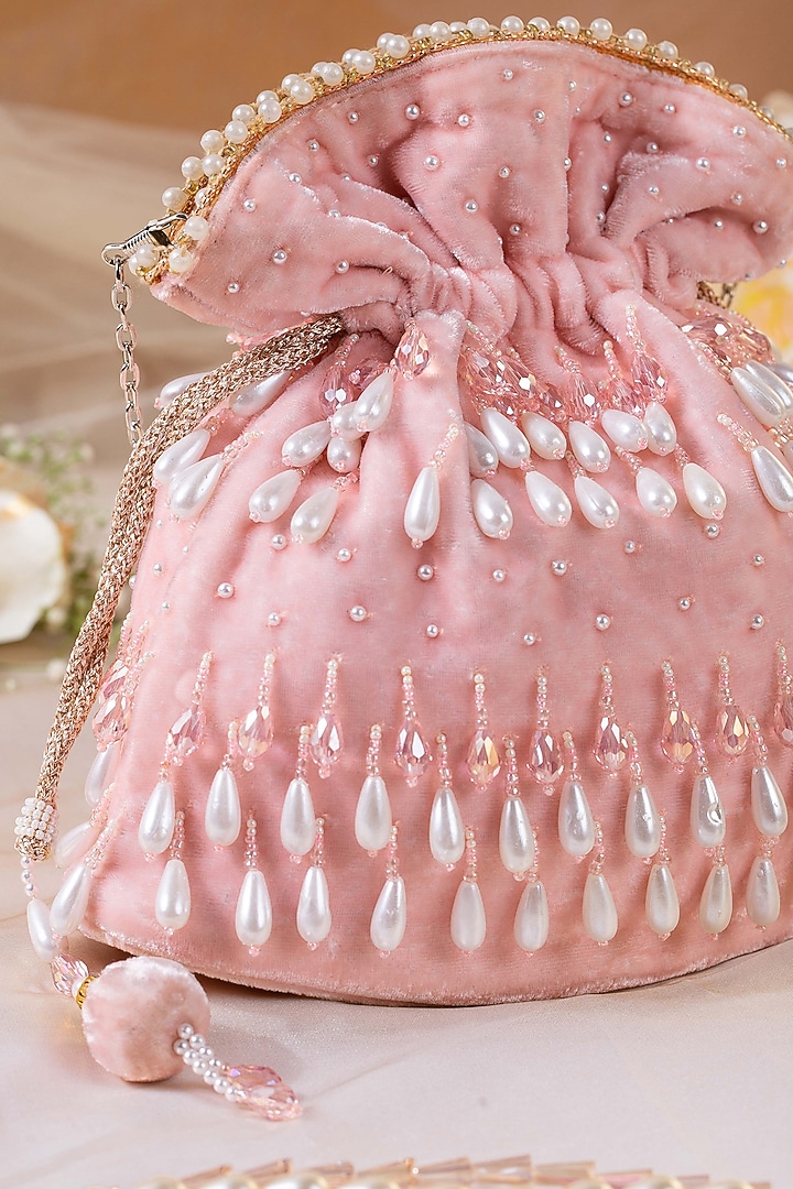 Premium Pink Embellished Potli by House of Vian at Pernia's Pop Up Shop