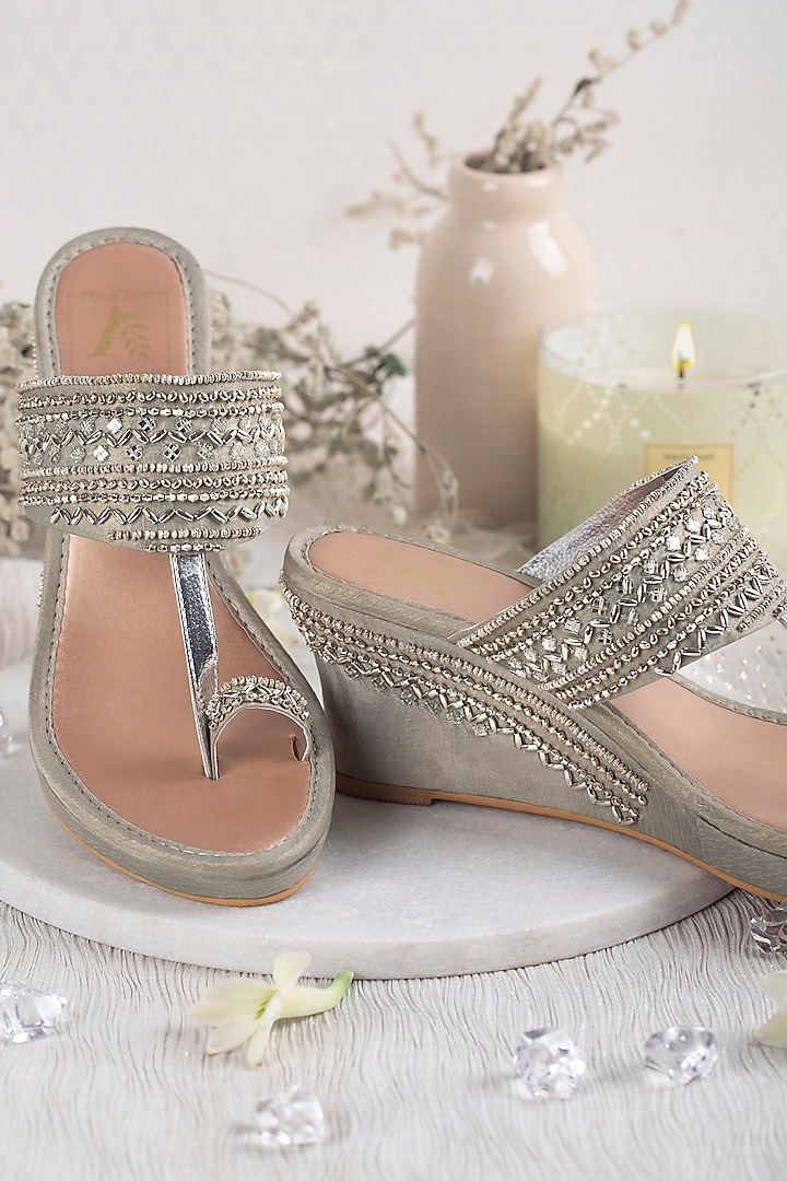 Grey Crepe Wedges by House of Vian at Pernia's Pop Up Shop