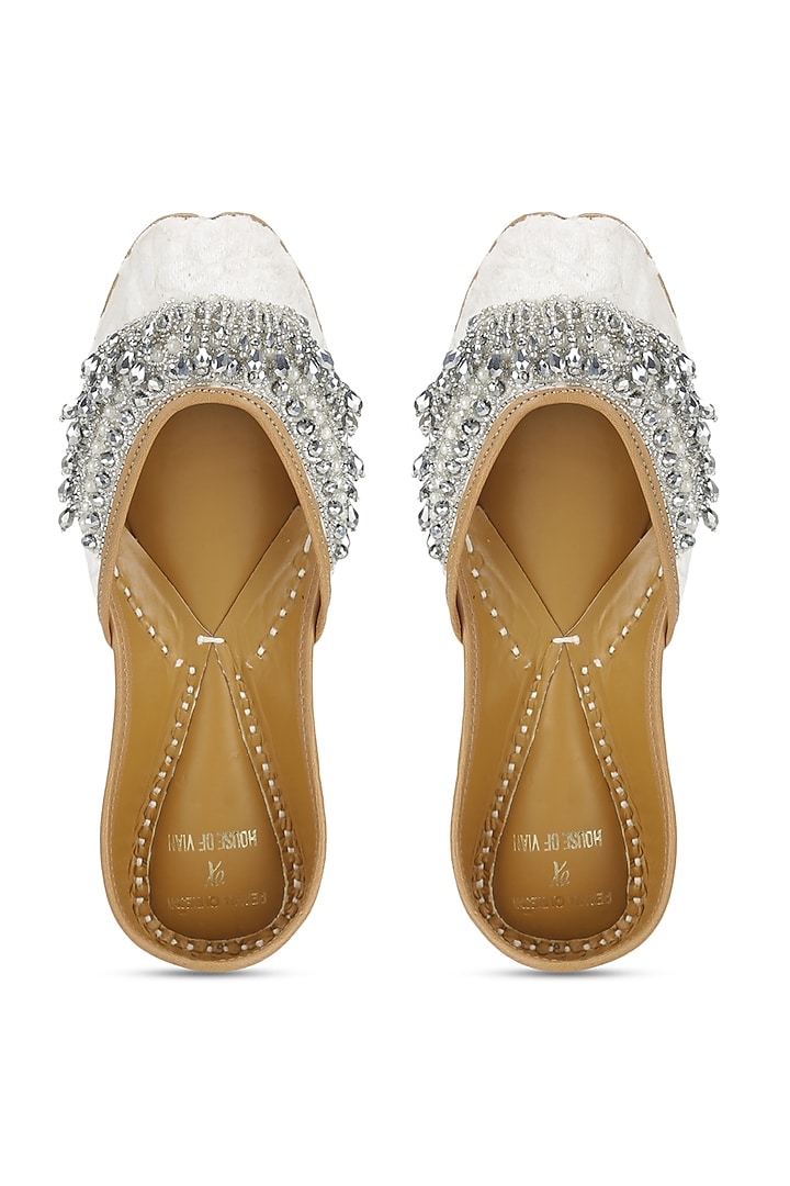 White Pearls Embellished Juttis by House of Vian