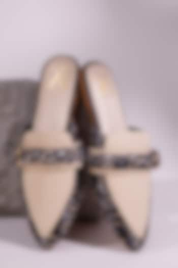 Blue Premium Tweed Handcrafted Mule Flats by House of Vian at Pernia's Pop Up Shop