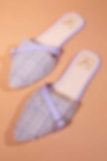 Lilac Premium Tweed Strappy Mule Flats by House of Vian at Pernia's Pop Up Shop