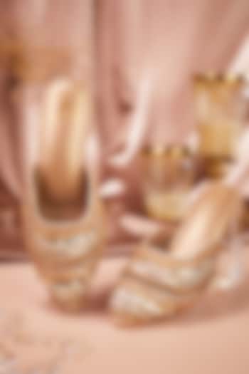 Cream Dupion Silk Embellished Mule Heels by House of Vian at Pernia's Pop Up Shop