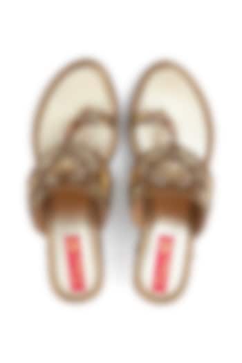 Golden Dupion Silk Embellished Wedges by House of Vian at Pernia's Pop Up Shop