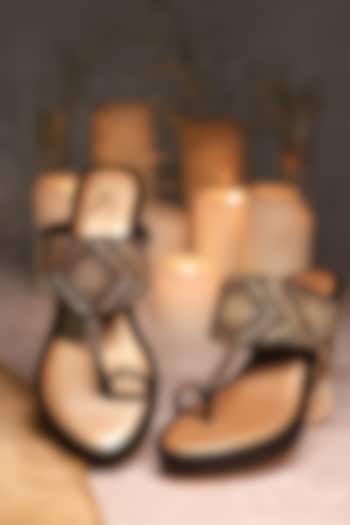 Black Shimmer Crepe Sequins Embellished Wedges  by House of Vian at Pernia's Pop Up Shop