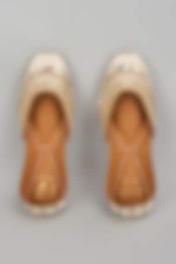 Cream Silk Zari & Cutdana Work Juttis by House of Vian at Pernia's Pop Up Shop