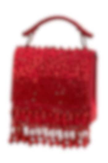 Red Hand Embroidered Clutch by House of Vian at Pernia's Pop Up Shop