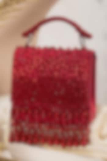 Red Hand Embroidered Clutch by House of Vian at Pernia's Pop Up Shop