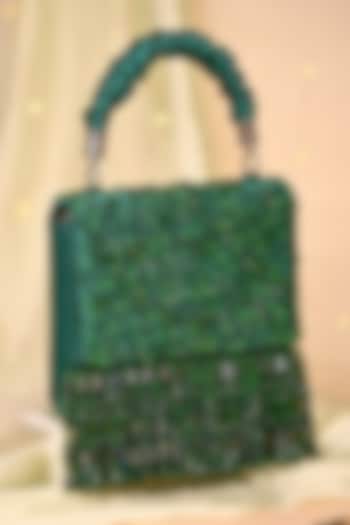 Green Embellished Clutch by House of Vian at Pernia's Pop Up Shop