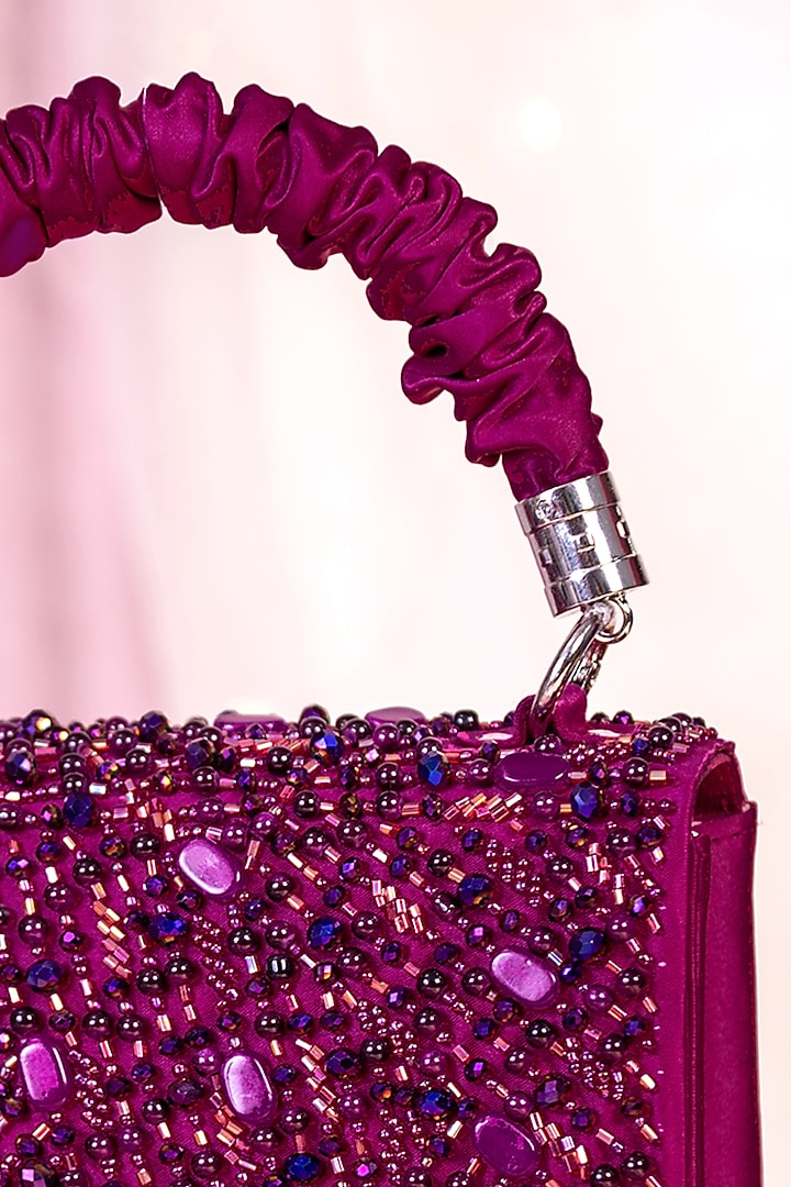 Wine Textured Embellished Clutch by House of Vian at Pernia's Pop Up Shop