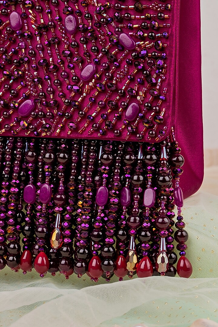 Wine Textured Embellished Clutch by House of Vian at Pernia's Pop Up Shop